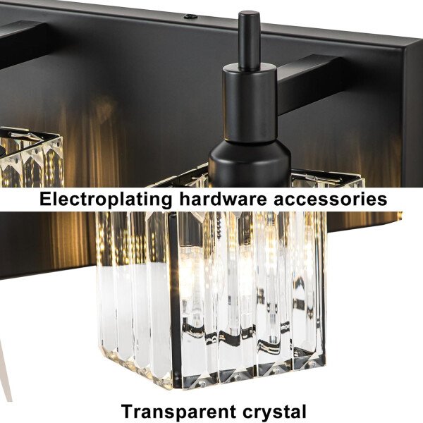 Moderna lámpara de tocador de baño de cristal de 3 luces de latón para pared, sobre espejo, iluminación de tocador negra y dorada para baño, pantalla cuadrada, aplique de pared de latón - Imagen 76