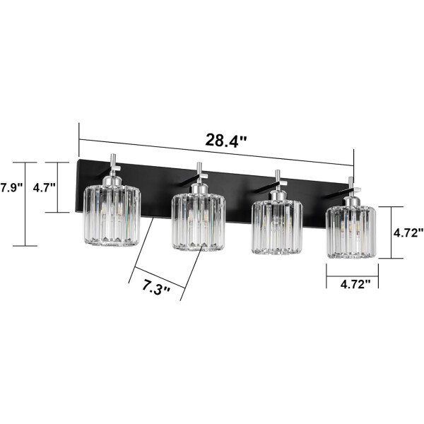 Moderna lámpara de tocador de baño de cristal de 3 luces de latón para pared, sobre espejo, iluminación de tocador negra y dorada para baño, pantalla cuadrada, aplique de pared de latón - Imagen 83