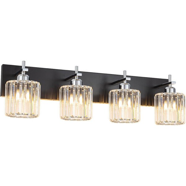 Moderna lámpara de tocador de baño de cristal de 3 luces de latón para pared, sobre espejo, iluminación de tocador negra y dorada para baño, pantalla cuadrada, aplique de pared de latón - Imagen 87