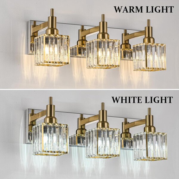 Moderna lámpara de tocador de baño de cristal de 3 luces de latón para pared, sobre espejo, iluminación de tocador negra y dorada para baño, pantalla cuadrada, aplique de pared de latón - Imagen 100