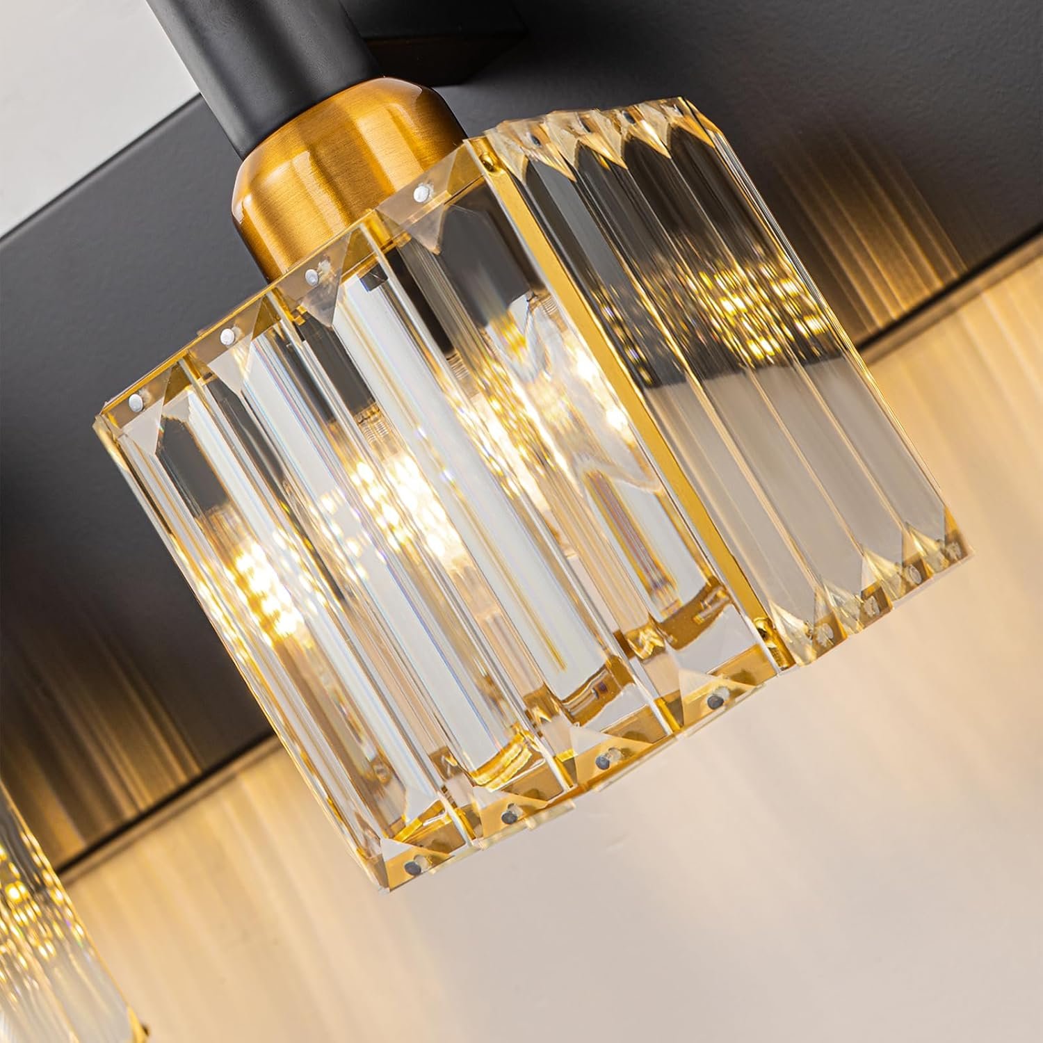 Moderna lámpara de tocador de baño de cristal de 3 luces de latón para pared, sobre espejo, iluminación de tocador negra y dorada para baño, pantalla cuadrada, aplique de pared de latón - Imagen 106