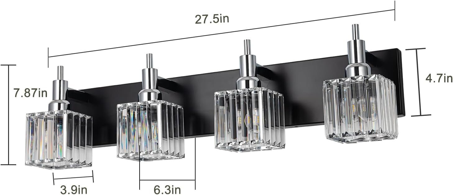 Moderna lámpara de tocador de baño de cristal de 3 luces de latón para pared, sobre espejo, iluminación de tocador negra y dorada para baño, pantalla cuadrada, aplique de pared de latón - Imagen 112