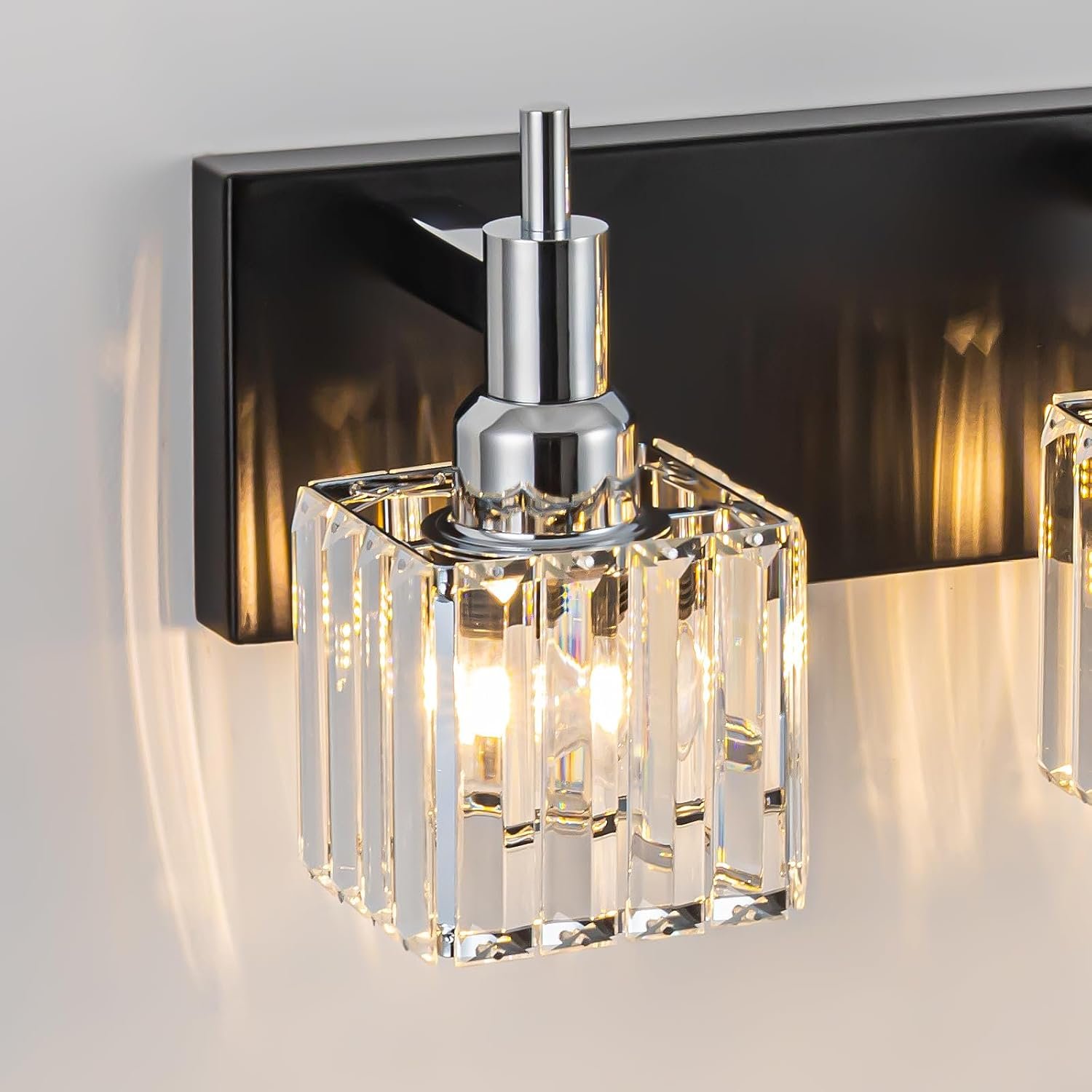 Moderna lámpara de tocador de baño de cristal de 3 luces de latón para pared, sobre espejo, iluminación de tocador negra y dorada para baño, pantalla cuadrada, aplique de pared de latón - Imagen 113