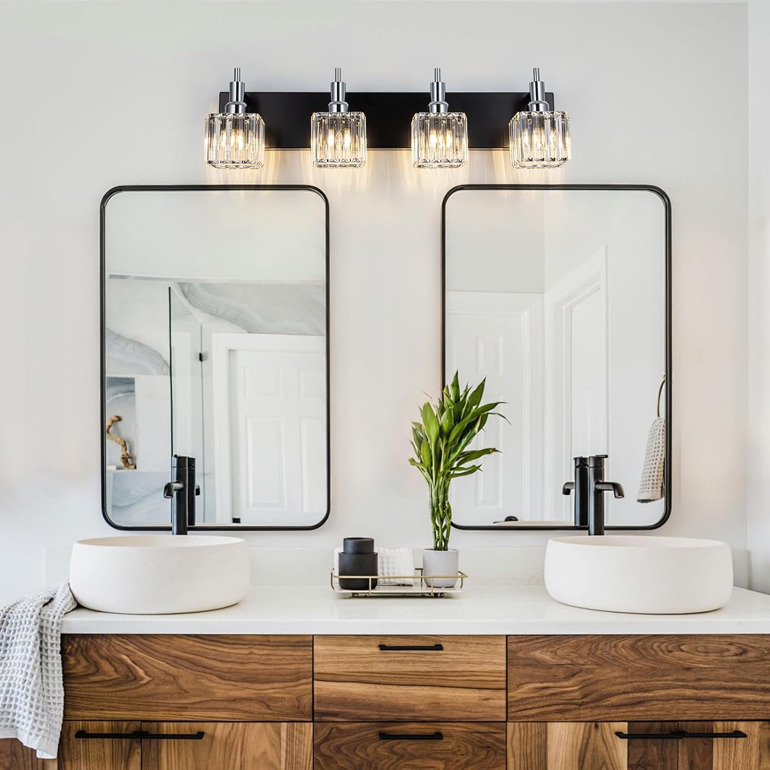 Moderna lámpara de tocador de baño de cristal de 3 luces de latón para pared, sobre espejo, iluminación de tocador negra y dorada para baño, pantalla cuadrada, aplique de pared de latón - Imagen 115