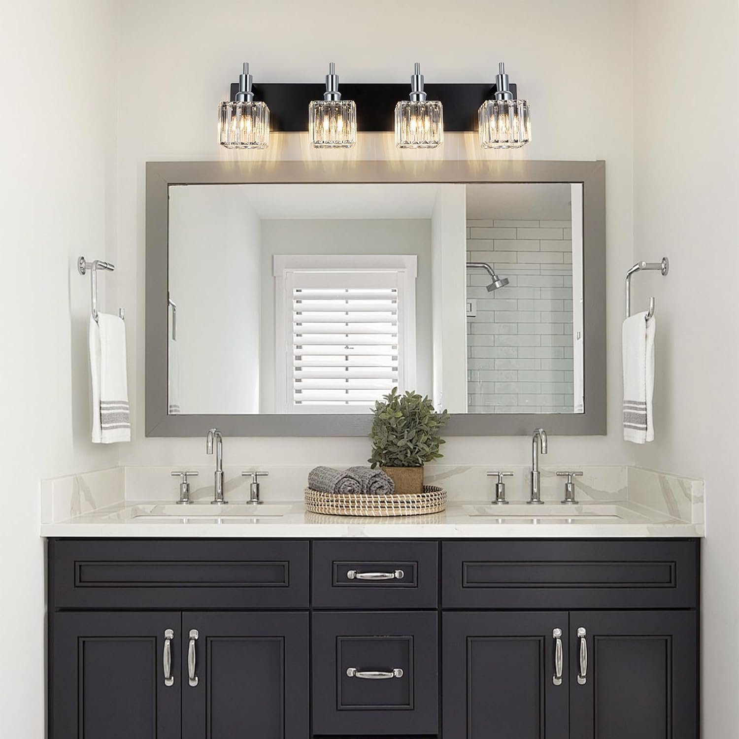 Moderna lámpara de tocador de baño de cristal de 3 luces de latón para pared, sobre espejo, iluminación de tocador negra y dorada para baño, pantalla cuadrada, aplique de pared de latón - Imagen 116
