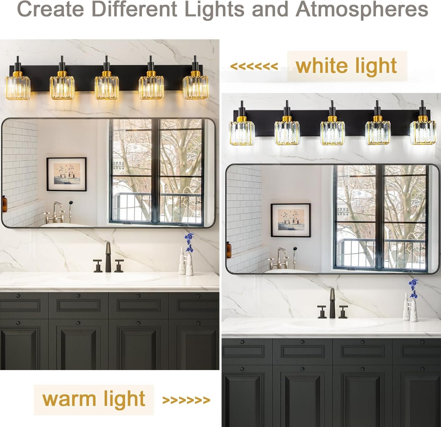 Moderna lámpara de tocador de baño de cristal de 3 luces de latón para pared, sobre espejo, iluminación de tocador negra y dorada para baño, pantalla cuadrada, aplique de pared de latón - Imagen 119