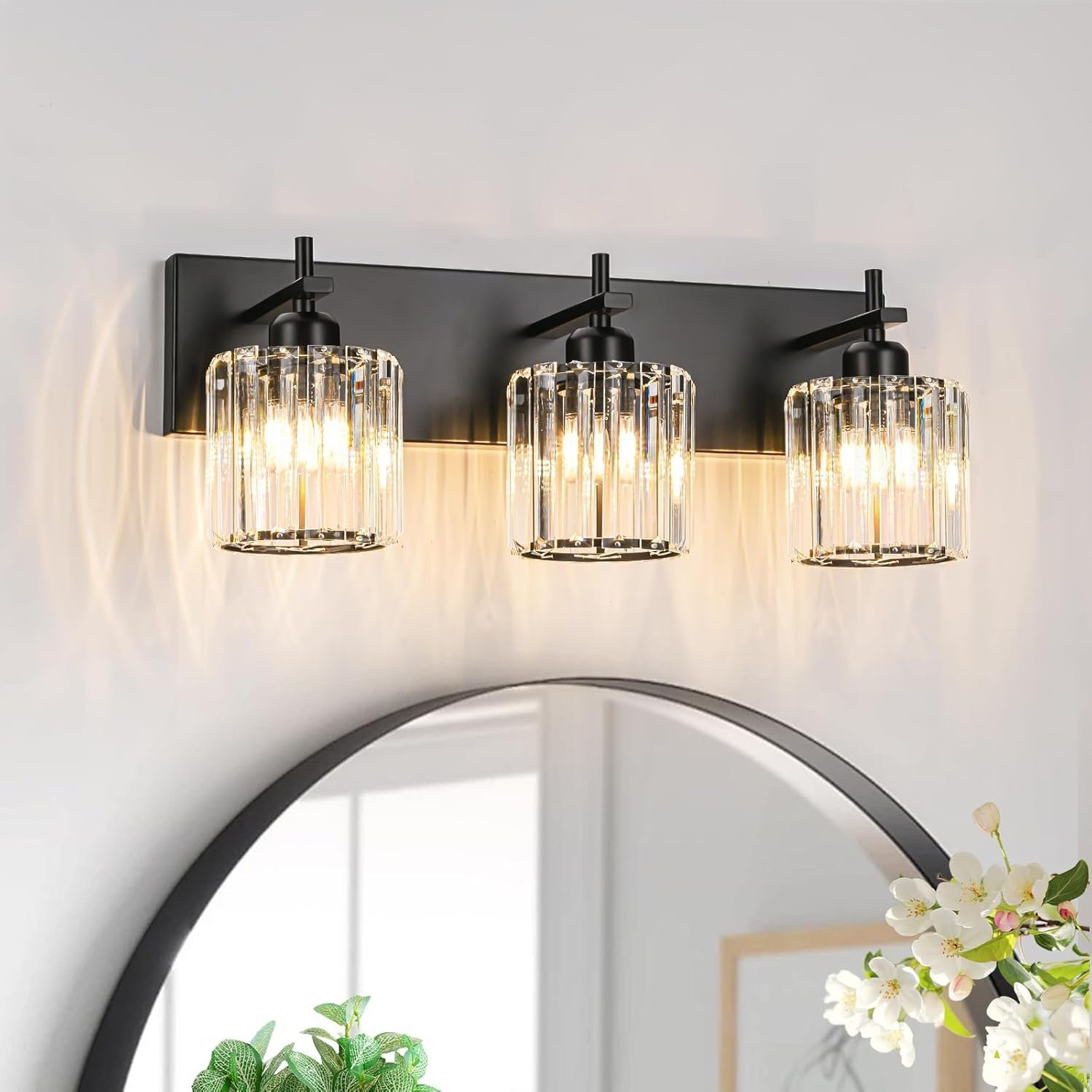 Moderna lámpara de tocador de baño de cristal de 3 luces de latón para pared, sobre espejo, iluminación de tocador negra y dorada para baño, pantalla cuadrada, aplique de pared de latón - Imagen 126