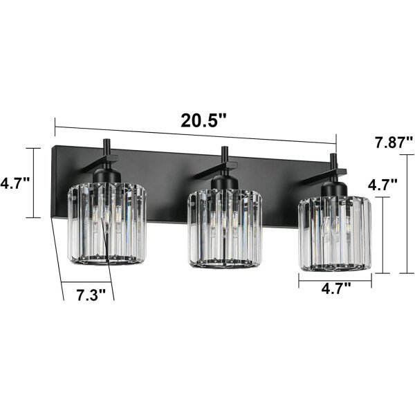 Moderna lámpara de tocador de baño de cristal de 3 luces de latón para pared, sobre espejo, iluminación de tocador negra y dorada para baño, pantalla cuadrada, aplique de pared de latón - Imagen 128