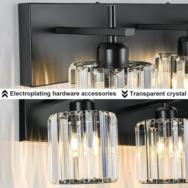Moderna lámpara de tocador de baño de cristal de 3 luces de latón para pared, sobre espejo, iluminación de tocador negra y dorada para baño, pantalla cuadrada, aplique de pared de latón - Imagen 129