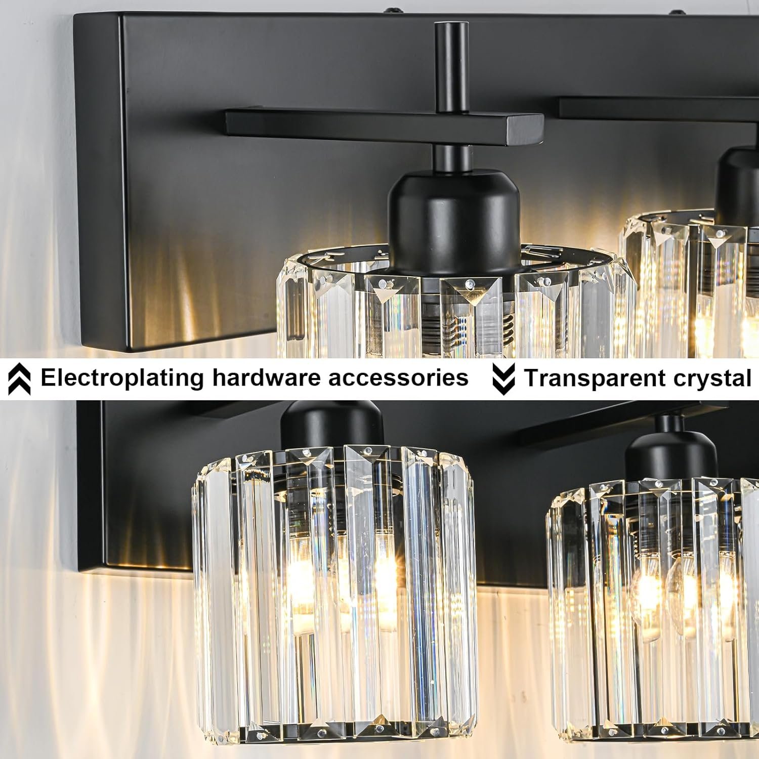 Moderna lámpara de tocador de baño de cristal de 3 luces de latón para pared, sobre espejo, iluminación de tocador negra y dorada para baño, pantalla cuadrada, aplique de pared de latón - Imagen 129