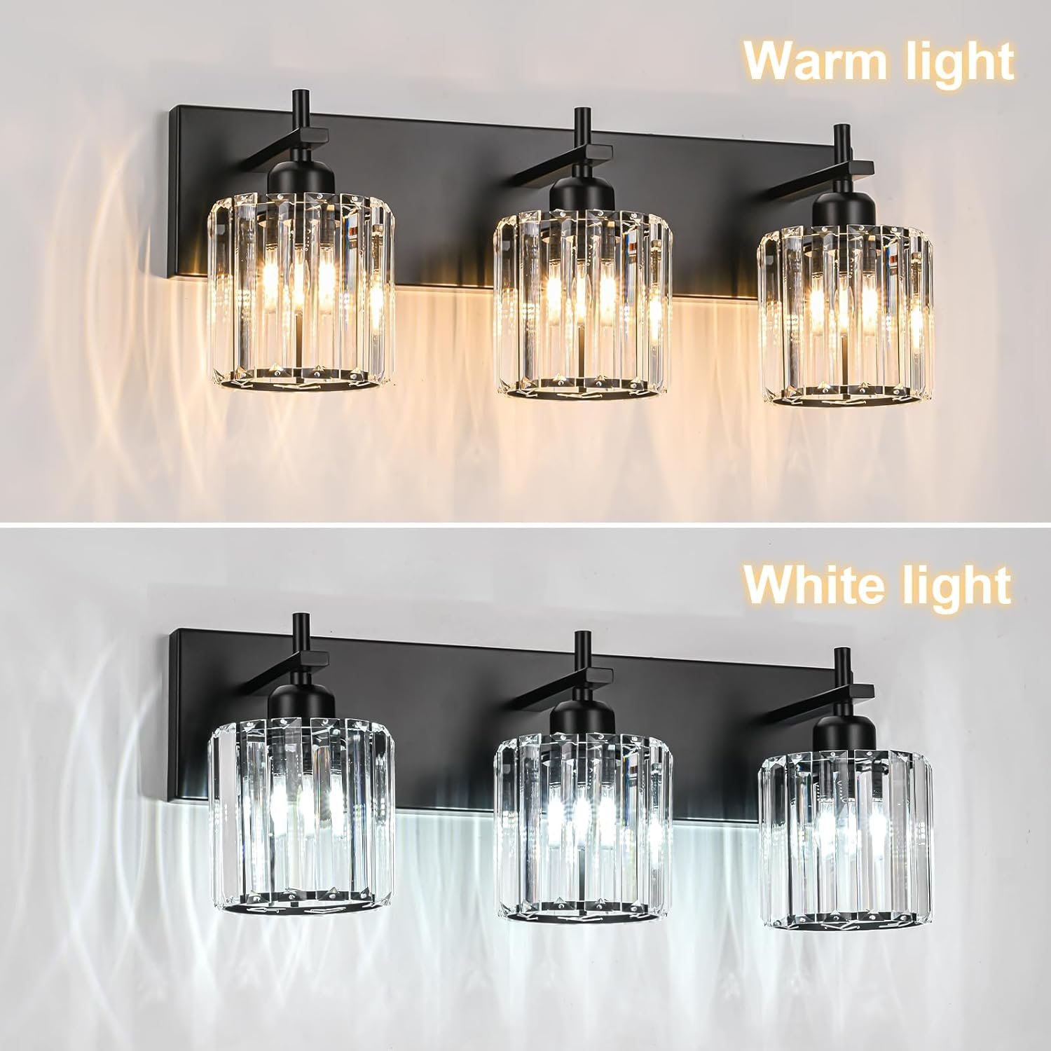 Moderna lámpara de tocador de baño de cristal de 3 luces de latón para pared, sobre espejo, iluminación de tocador negra y dorada para baño, pantalla cuadrada, aplique de pared de latón - Imagen 130