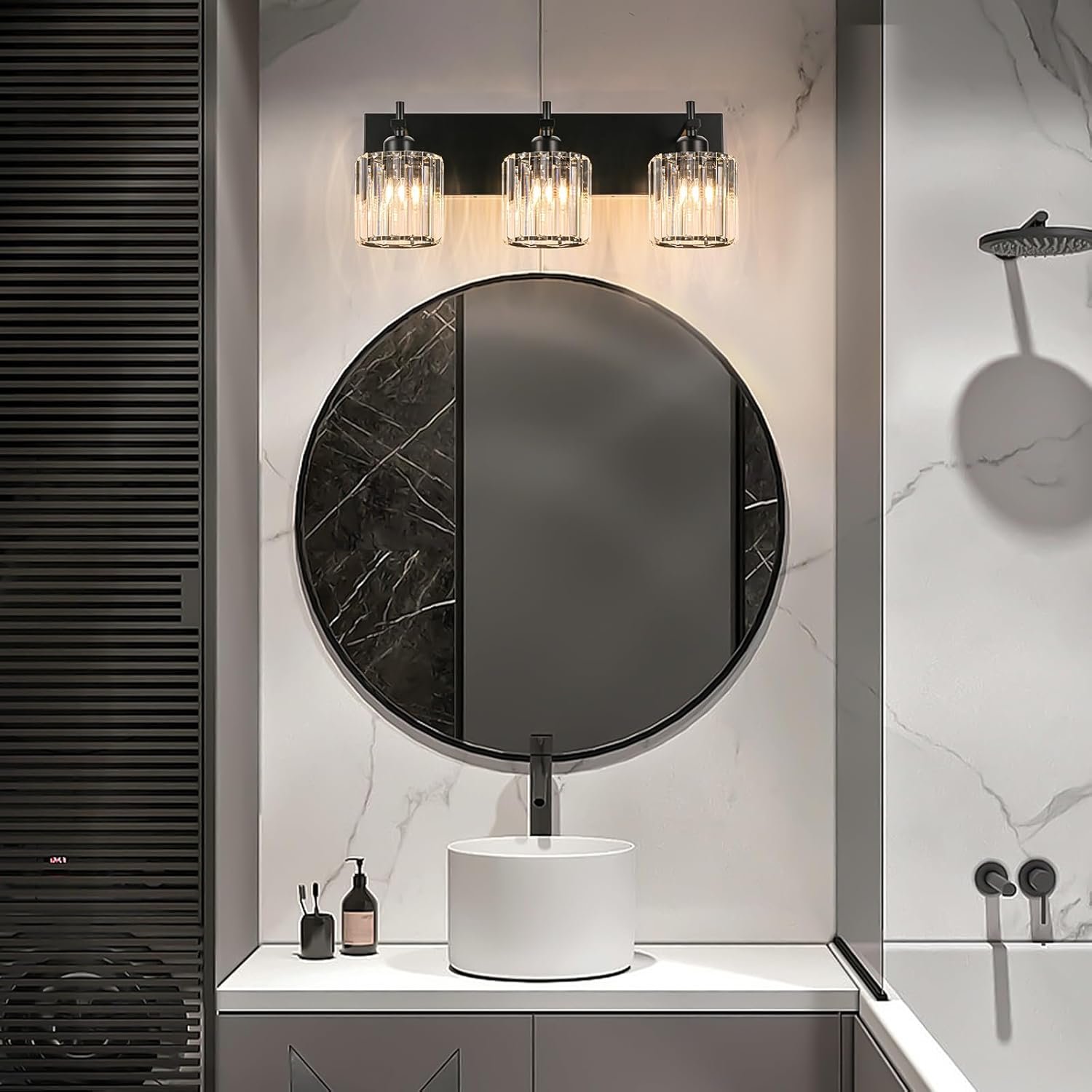Moderna lámpara de tocador de baño de cristal de 3 luces de latón para pared, sobre espejo, iluminación de tocador negra y dorada para baño, pantalla cuadrada, aplique de pared de latón - Imagen 131