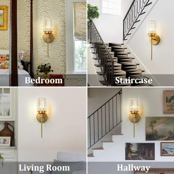 Moderna lámpara de tocador de baño de cristal de 3 luces de latón para pared, sobre espejo, iluminación de tocador negra y dorada para baño, pantalla cuadrada, aplique de pared de latón - Imagen 139