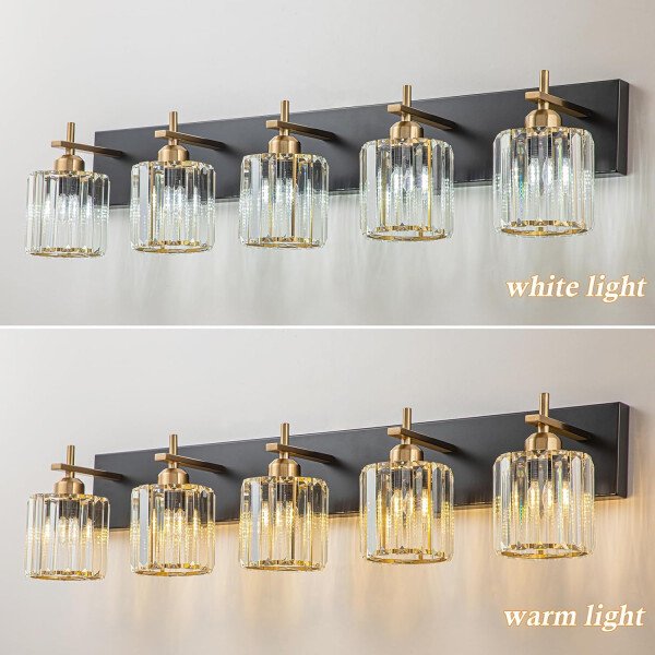 Moderna lámpara de tocador de baño de cristal de 3 luces de latón para pared, sobre espejo, iluminación de tocador negra y dorada para baño, pantalla cuadrada, aplique de pared de latón - Imagen 145