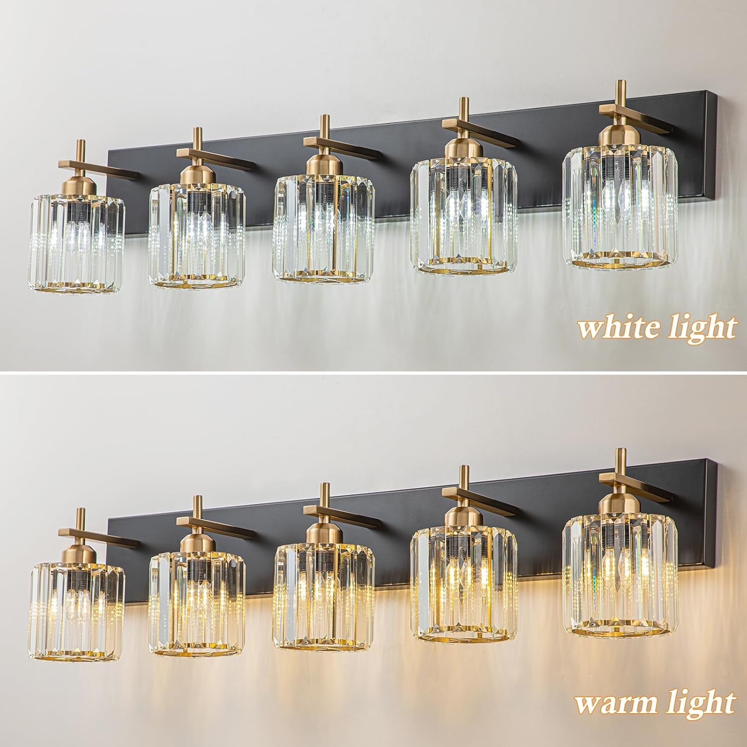 Moderna lámpara de tocador de baño de cristal de 3 luces de latón para pared, sobre espejo, iluminación de tocador negra y dorada para baño, pantalla cuadrada, aplique de pared de latón - Imagen 145