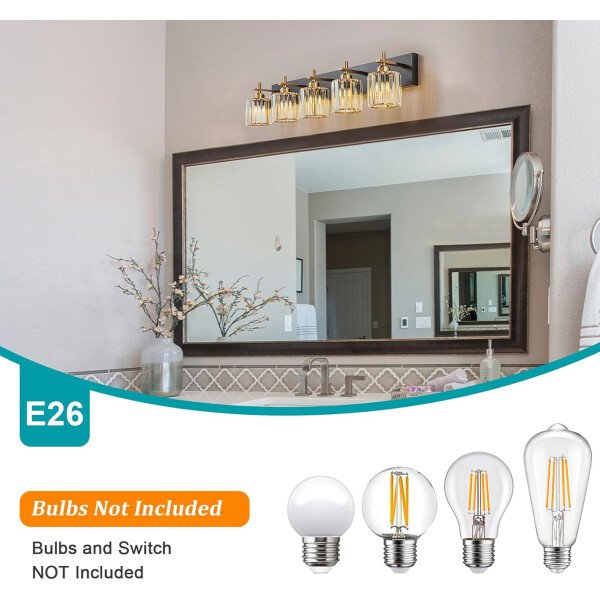 Moderna lámpara de tocador de baño de cristal de 3 luces de latón para pared, sobre espejo, iluminación de tocador negra y dorada para baño, pantalla cuadrada, aplique de pared de latón - Imagen 146