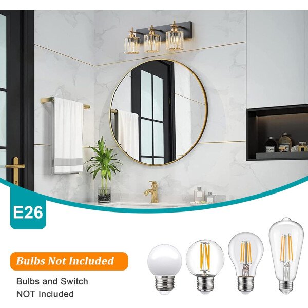 Moderna lámpara de tocador de baño de cristal de 3 luces de latón para pared, sobre espejo, iluminación de tocador negra y dorada para baño, pantalla cuadrada, aplique de pared de latón - Imagen 160