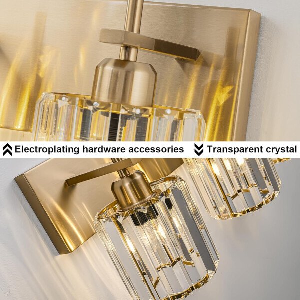 Moderna lámpara de tocador de baño de cristal de 3 luces de latón para pared, sobre espejo, iluminación de tocador negra y dorada para baño, pantalla cuadrada, aplique de pared de latón - Imagen 165