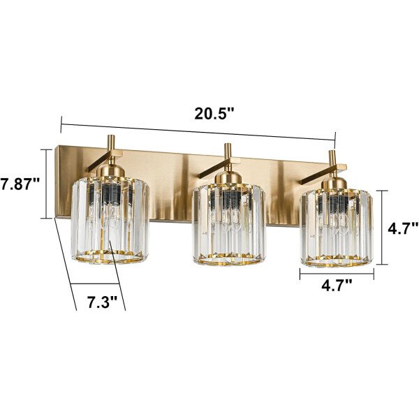 Moderna lámpara de tocador de baño de cristal de 3 luces de latón para pared, sobre espejo, iluminación de tocador negra y dorada para baño, pantalla cuadrada, aplique de pared de latón - Imagen 166