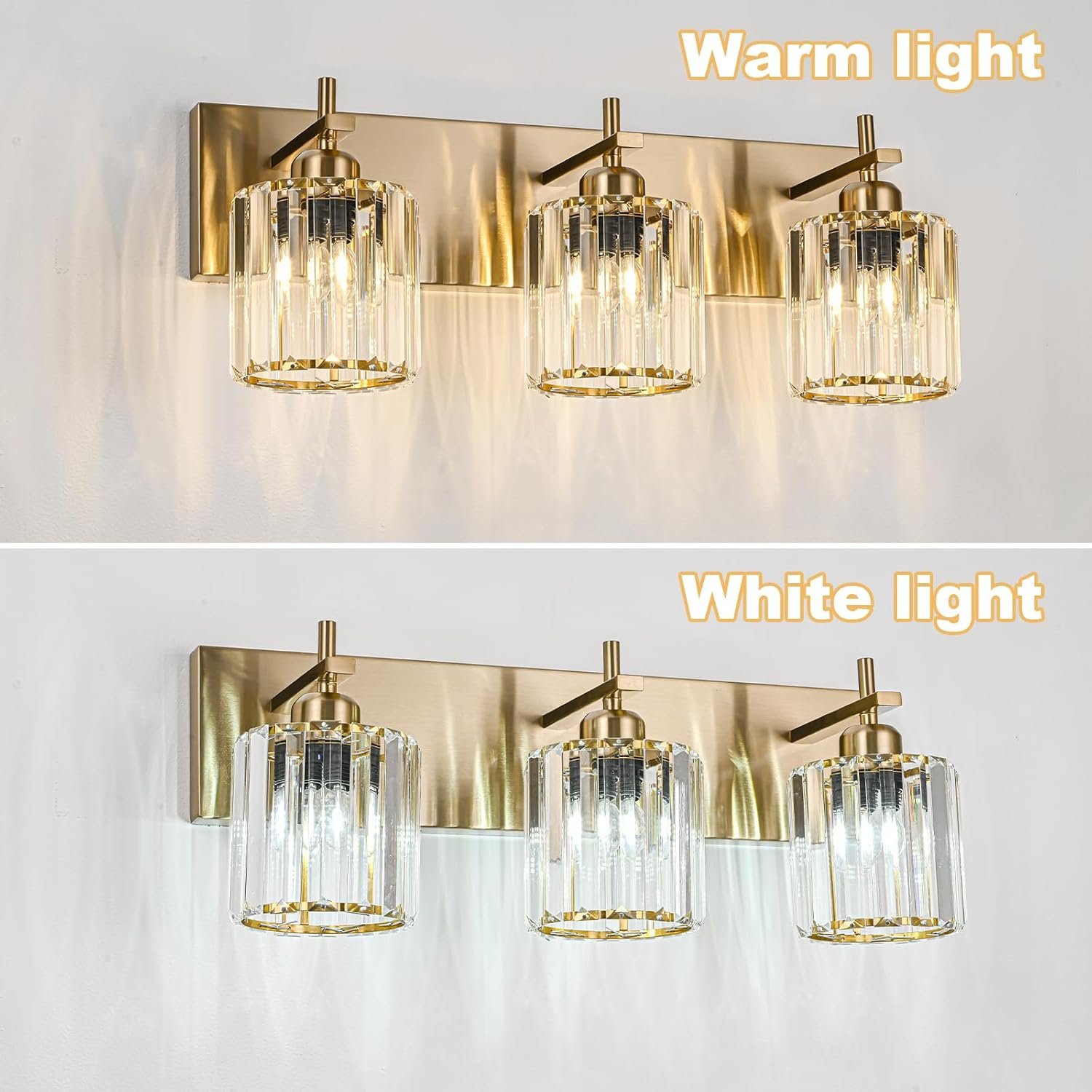 Moderna lámpara de tocador de baño de cristal de 3 luces de latón para pared, sobre espejo, iluminación de tocador negra y dorada para baño, pantalla cuadrada, aplique de pared de latón - Imagen 167