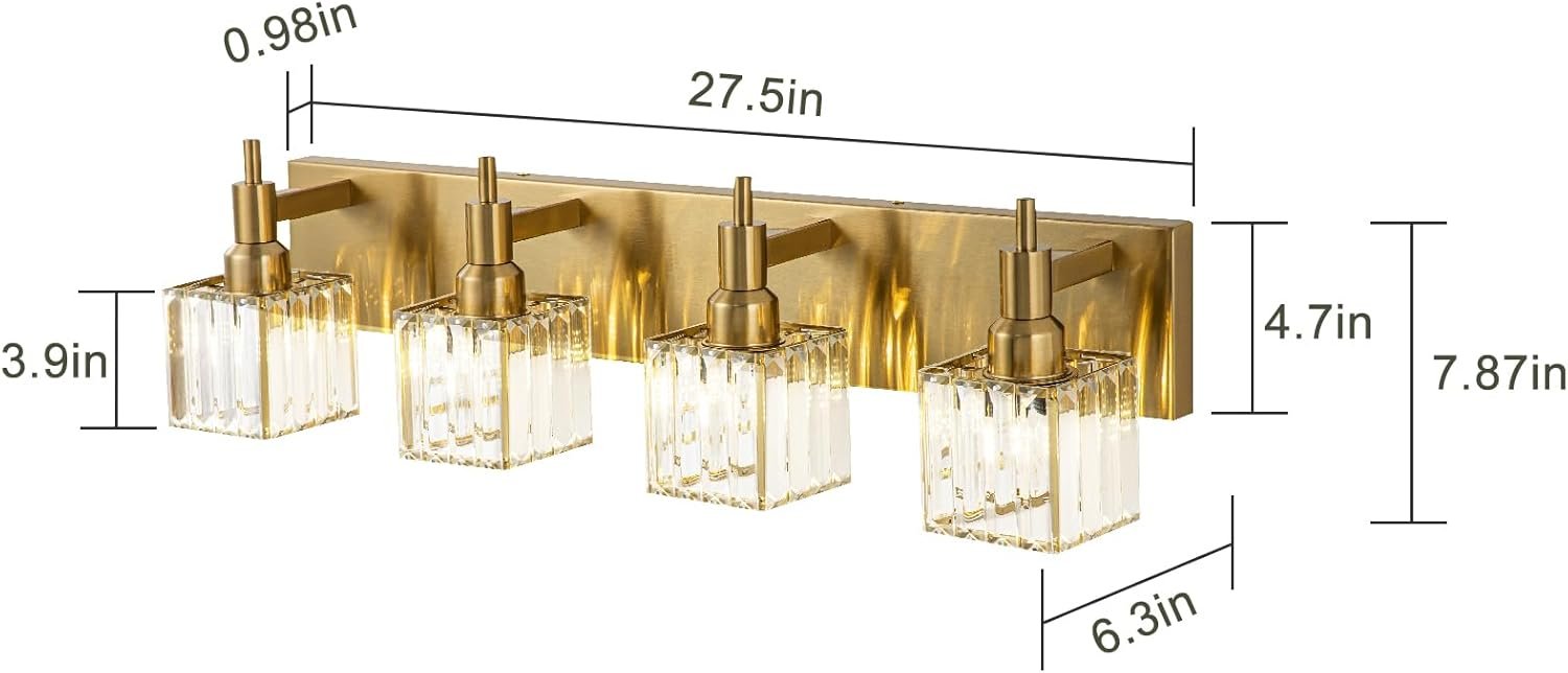 Moderna lámpara de tocador de baño de cristal de 3 luces de latón para pared, sobre espejo, iluminación de tocador negra y dorada para baño, pantalla cuadrada, aplique de pared de latón - Imagen 173