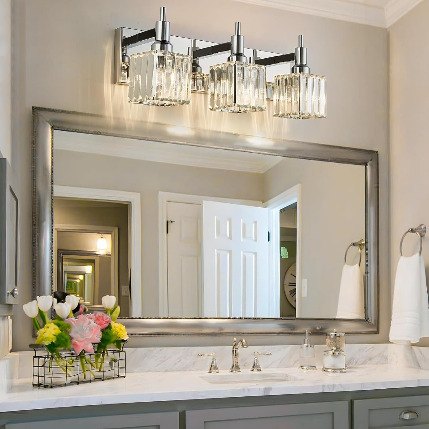 Moderna lámpara de tocador de baño de cristal de 3 luces de latón para pared, sobre espejo, iluminación de tocador negra y dorada para baño, pantalla cuadrada, aplique de pared de latón - Imagen 182