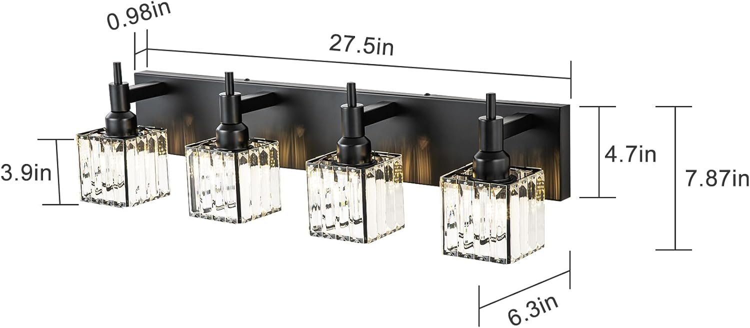 Moderna lámpara de tocador de baño de cristal de 3 luces de latón para pared, sobre espejo, iluminación de tocador negra y dorada para baño, pantalla cuadrada, aplique de pared de latón - Imagen 187