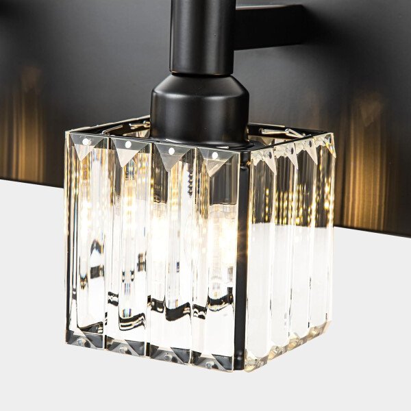 Moderna lámpara de tocador de baño de cristal de 3 luces de latón para pared, sobre espejo, iluminación de tocador negra y dorada para baño, pantalla cuadrada, aplique de pared de latón - Imagen 189
