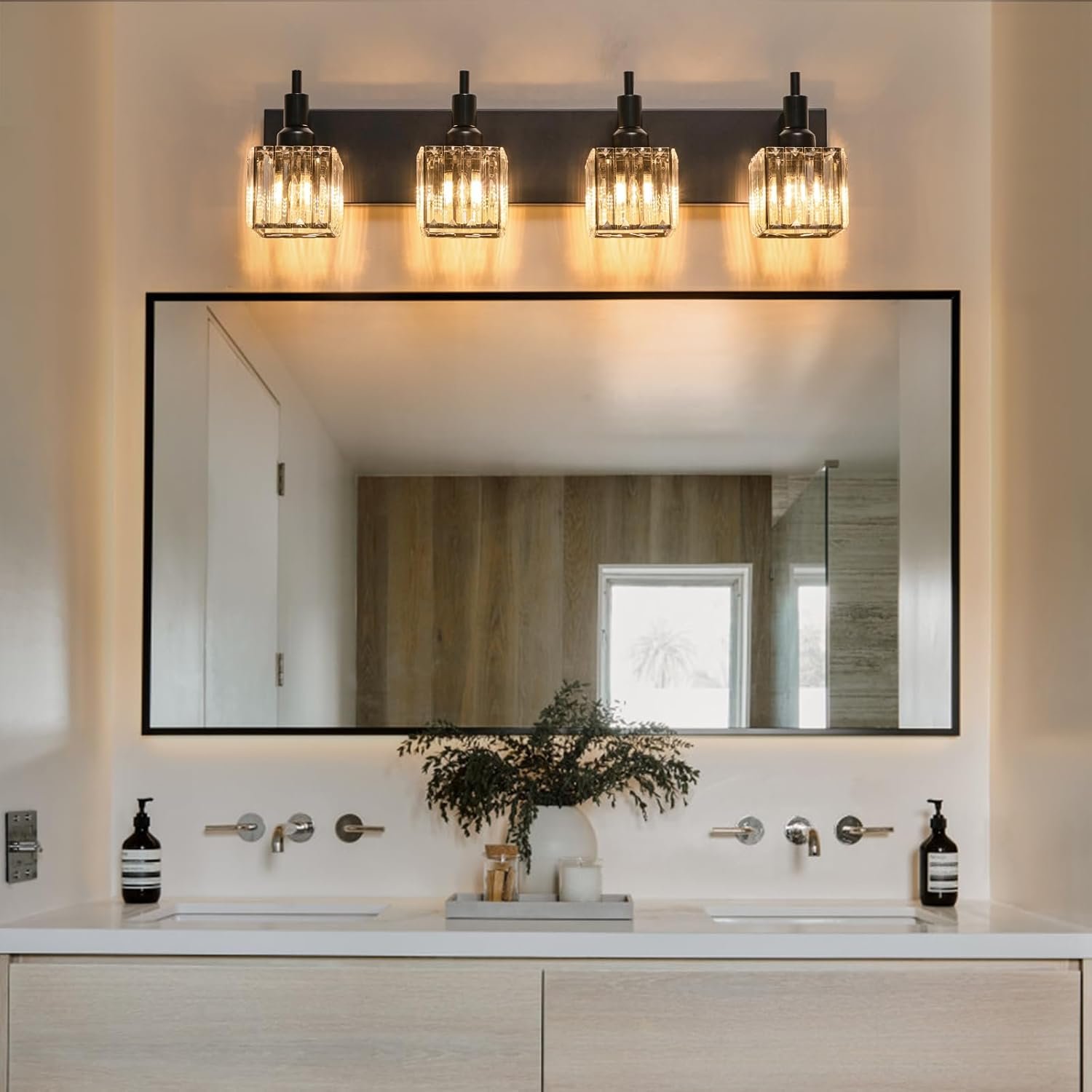 Moderna lámpara de tocador de baño de cristal de 3 luces de latón para pared, sobre espejo, iluminación de tocador negra y dorada para baño, pantalla cuadrada, aplique de pared de latón - Imagen 191
