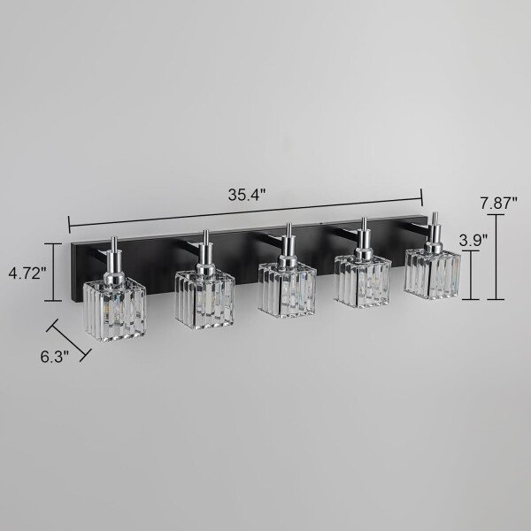 Moderna lámpara de tocador de baño de cristal de 3 luces de latón para pared, sobre espejo, iluminación de tocador negra y dorada para baño, pantalla cuadrada, aplique de pared de latón - Imagen 200