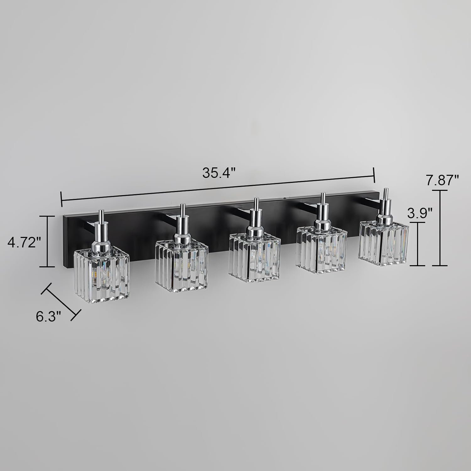 Moderna lámpara de tocador de baño de cristal de 3 luces de latón para pared, sobre espejo, iluminación de tocador negra y dorada para baño, pantalla cuadrada, aplique de pared de latón - Imagen 200