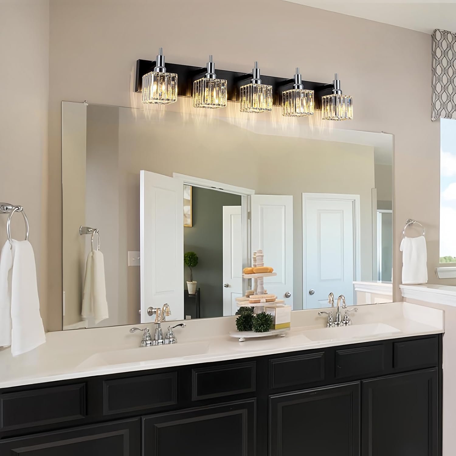Moderna lámpara de tocador de baño de cristal de 3 luces de latón para pared, sobre espejo, iluminación de tocador negra y dorada para baño, pantalla cuadrada, aplique de pared de latón - Imagen 202
