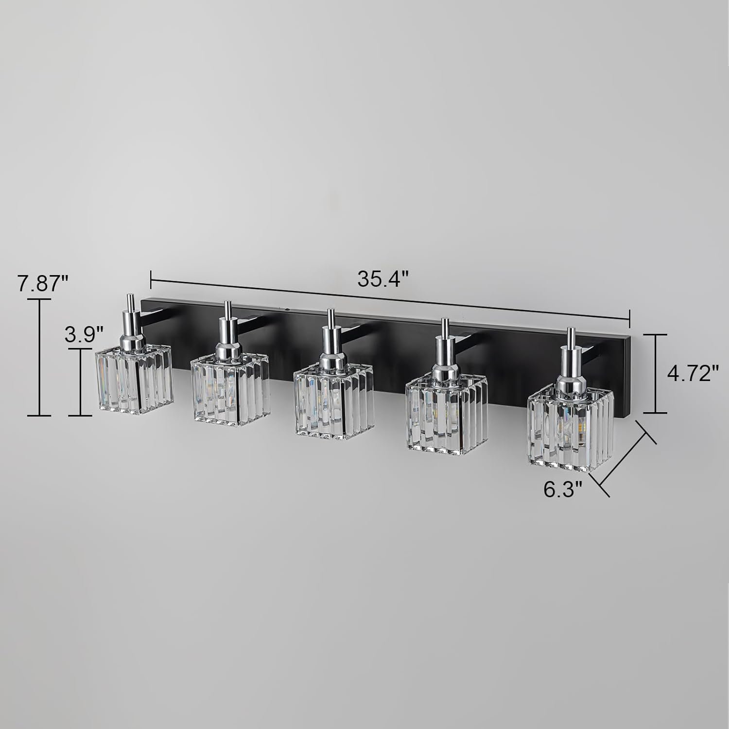 Moderna lámpara de tocador de baño de cristal de 3 luces de latón para pared, sobre espejo, iluminación de tocador negra y dorada para baño, pantalla cuadrada, aplique de pared de latón - Imagen 203