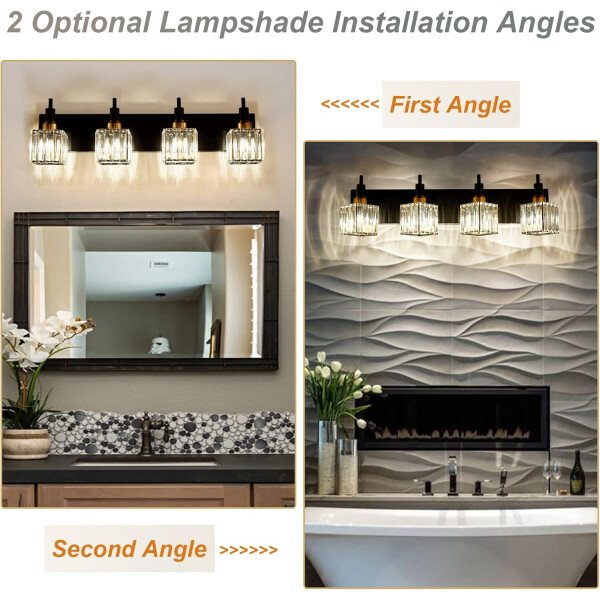 Moderna lámpara de tocador de baño de cristal de 3 luces de latón para pared, sobre espejo, iluminación de tocador negra y dorada para baño, pantalla cuadrada, aplique de pared de latón - Imagen 208