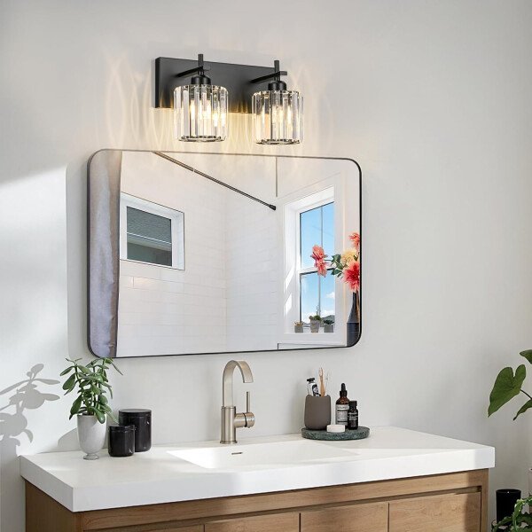 Moderna lámpara de tocador de baño de cristal de 3 luces de latón para pared, sobre espejo, iluminación de tocador negra y dorada para baño, pantalla cuadrada, aplique de pared de latón - Imagen 216
