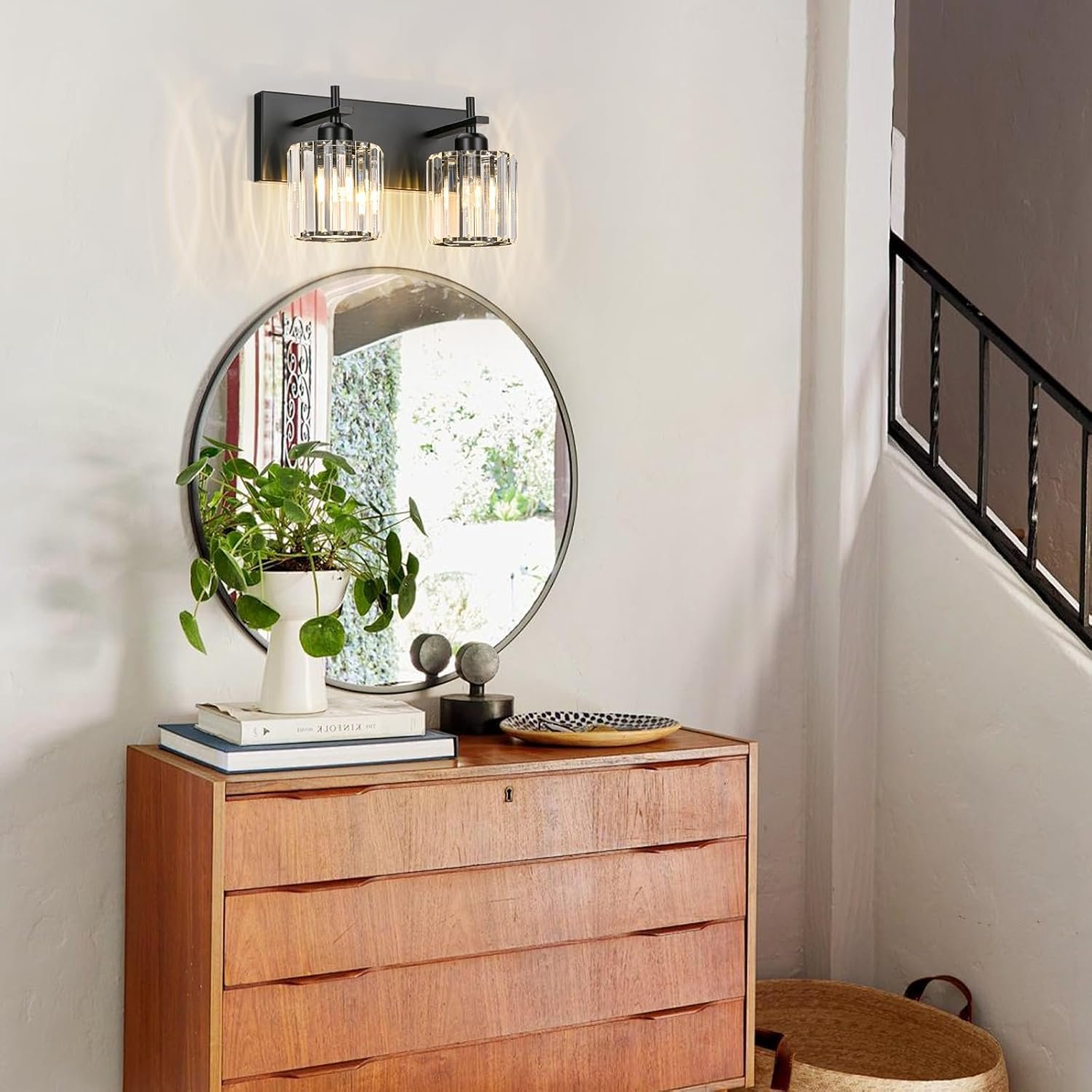 Moderna lámpara de tocador de baño de cristal de 3 luces de latón para pared, sobre espejo, iluminación de tocador negra y dorada para baño, pantalla cuadrada, aplique de pared de latón - Imagen 217