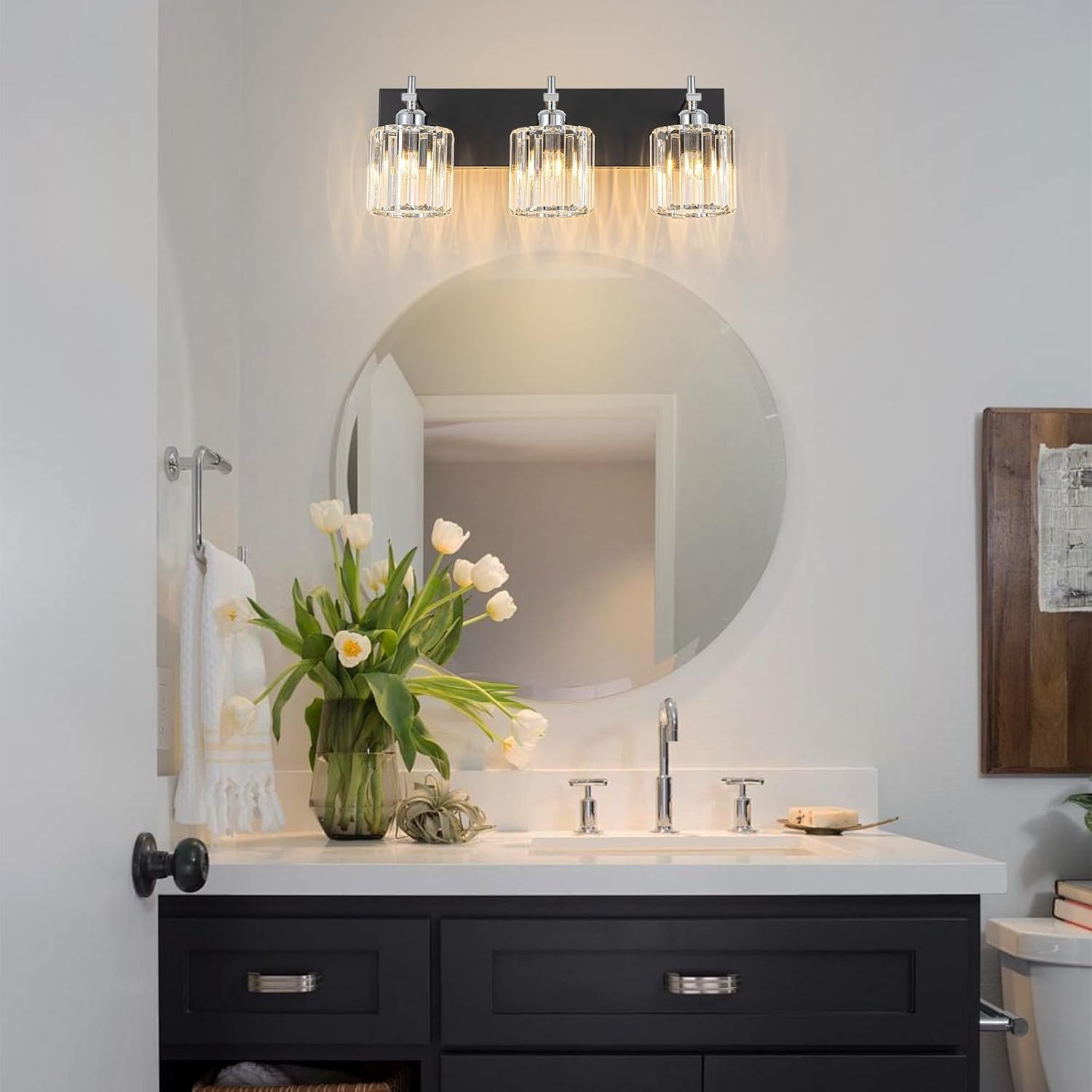 Moderna lámpara de tocador de baño de cristal de 3 luces de latón para pared, sobre espejo, iluminación de tocador negra y dorada para baño, pantalla cuadrada, aplique de pared de latón - Imagen 224