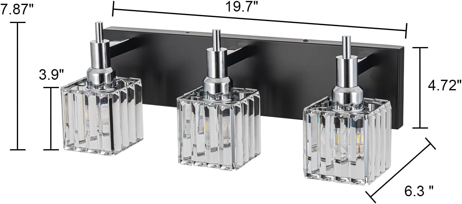 Moderna lámpara de tocador de baño de cristal de 3 luces de latón para pared, sobre espejo, iluminación de tocador negra y dorada para baño, pantalla cuadrada, aplique de pared de latón - Imagen 229