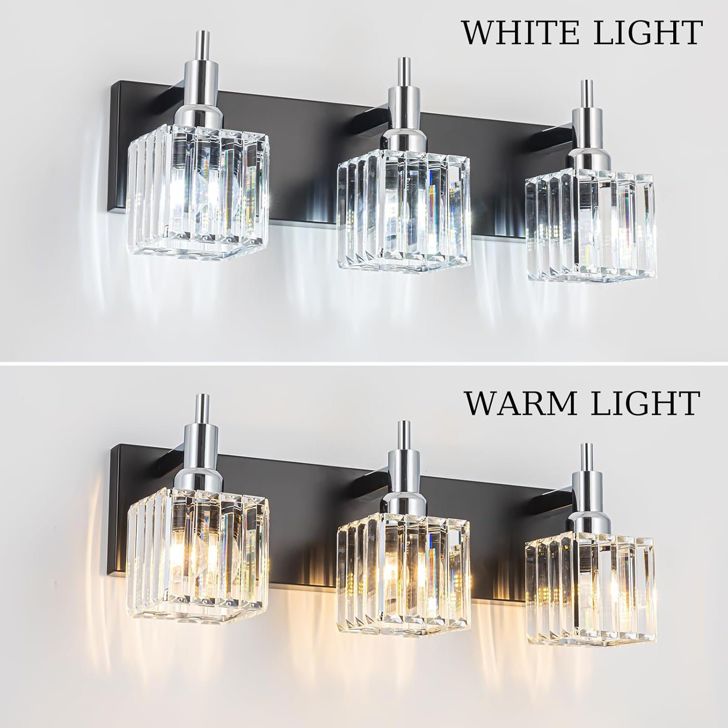 Moderna lámpara de tocador de baño de cristal de 3 luces de latón para pared, sobre espejo, iluminación de tocador negra y dorada para baño, pantalla cuadrada, aplique de pared de latón - Imagen 231