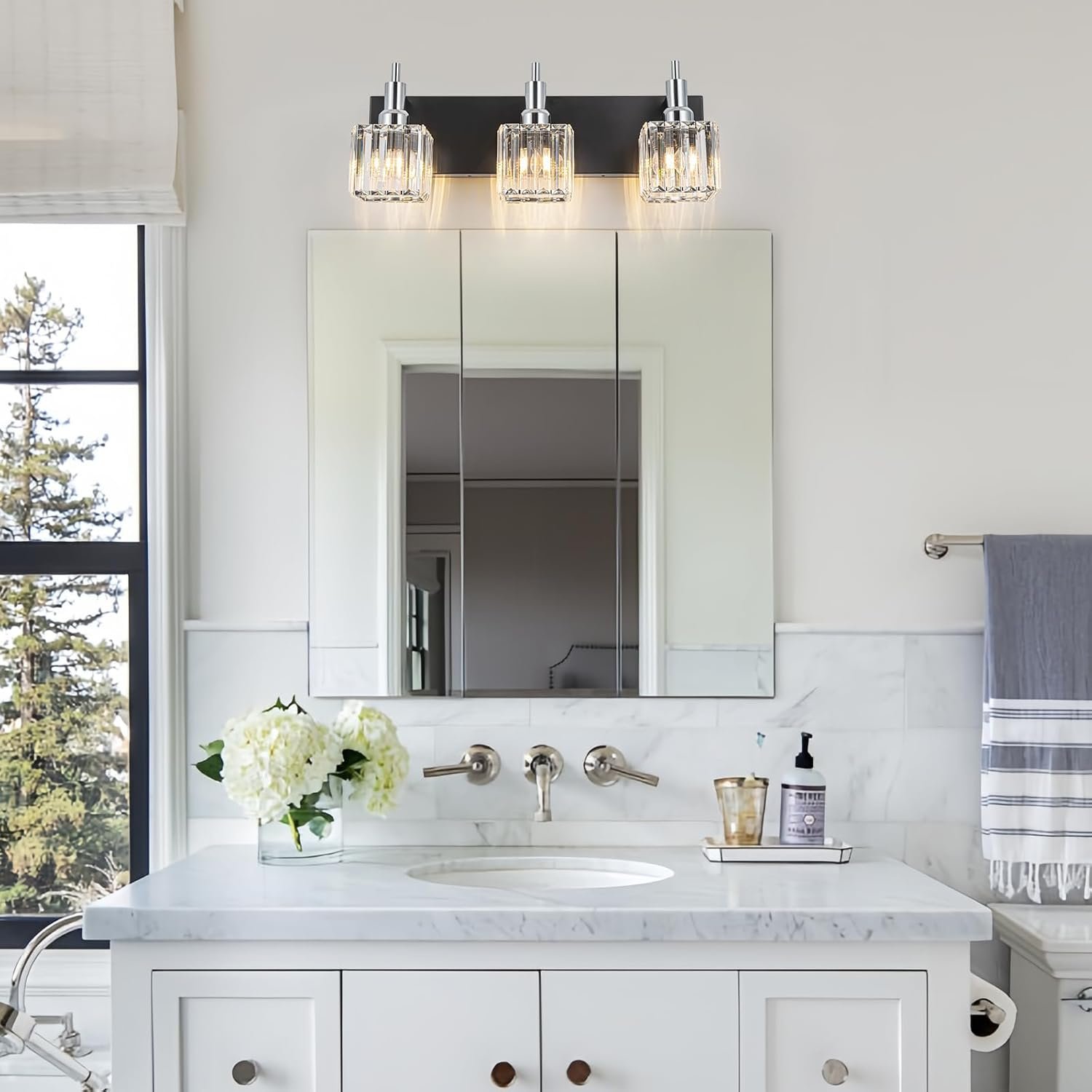 Moderna lámpara de tocador de baño de cristal de 3 luces de latón para pared, sobre espejo, iluminación de tocador negra y dorada para baño, pantalla cuadrada, aplique de pared de latón - Imagen 232
