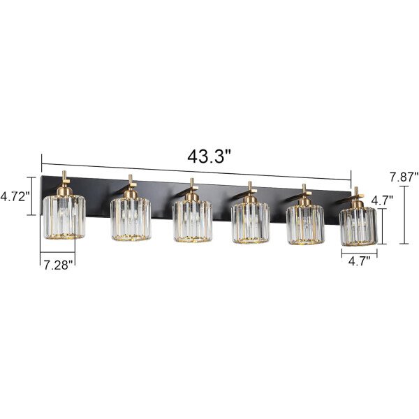 Moderna lámpara de tocador de baño de cristal de 3 luces de latón para pared, sobre espejo, iluminación de tocador negra y dorada para baño, pantalla cuadrada, aplique de pared de latón - Imagen 236