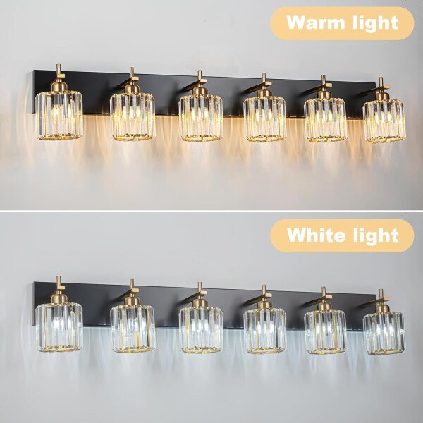 Moderna lámpara de tocador de baño de cristal de 3 luces de latón para pared, sobre espejo, iluminación de tocador negra y dorada para baño, pantalla cuadrada, aplique de pared de latón - Imagen 237