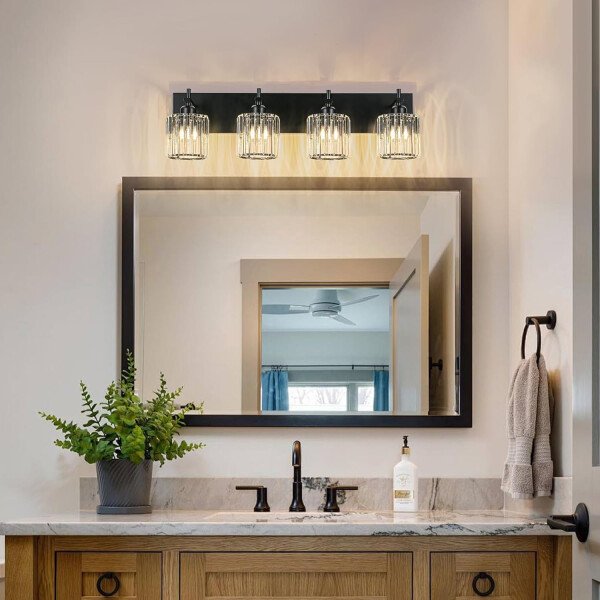 Moderna lámpara de tocador de baño de cristal de 3 luces de latón para pared, sobre espejo, iluminación de tocador negra y dorada para baño, pantalla cuadrada, aplique de pared de latón - Imagen 242