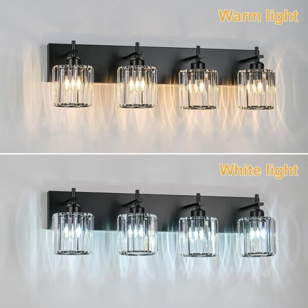Moderna lámpara de tocador de baño de cristal de 3 luces de latón para pared, sobre espejo, iluminación de tocador negra y dorada para baño, pantalla cuadrada, aplique de pared de latón - Imagen 244