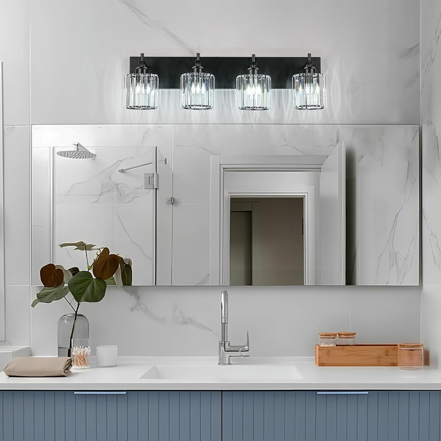 Moderna lámpara de tocador de baño de cristal de 3 luces de latón para pared, sobre espejo, iluminación de tocador negra y dorada para baño, pantalla cuadrada, aplique de pared de latón - Imagen 245