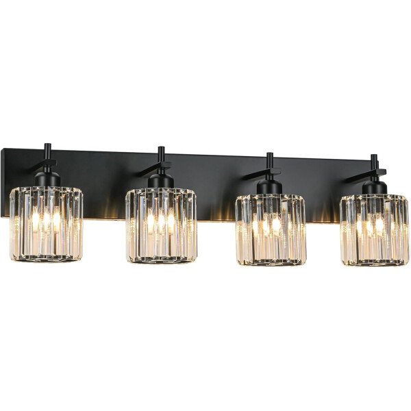 Moderna lámpara de tocador de baño de cristal de 3 luces de latón para pared, sobre espejo, iluminación de tocador negra y dorada para baño, pantalla cuadrada, aplique de pared de latón - Imagen 247