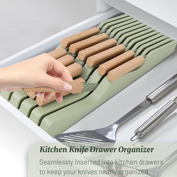 Juego de cuchillos de cocina de 12 piezas con bloque de cuchillos en el cajón, juego de cuchillos de acero inoxidable con 6 cuchillos de carne, revestimiento antiadherente ultra afilado, juego de - Image 31