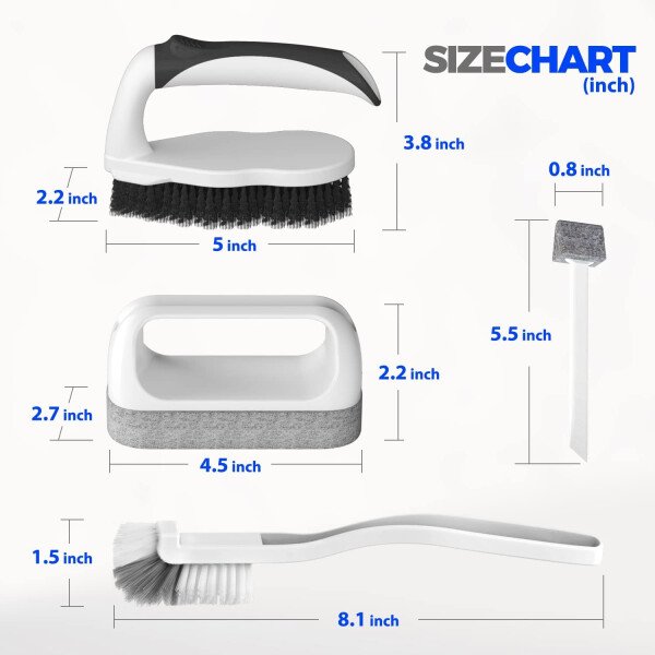 Holikme - Juego de 5 cepillos de limpieza profunda, especiales para juntas, cepillos para frotar, cepillo tipo estropajo, cepillo para juntas y esquinas y cepillo para ranuras y huecos para baños, suelos, ducha, azulejos o superficies de la cocina, color verde - Imagen 14