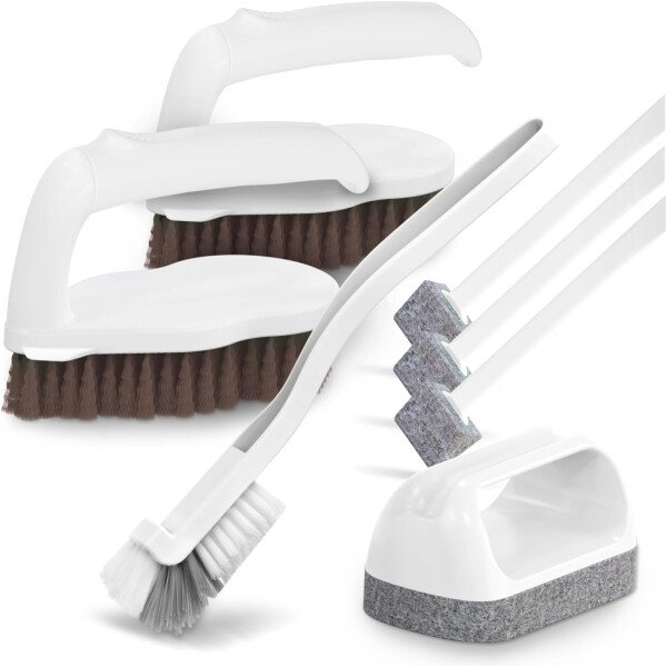 Holikme - Juego de 5 cepillos de limpieza profunda, especiales para juntas, cepillos para frotar, cepillo tipo estropajo, cepillo para juntas y esquinas y cepillo para ranuras y huecos para baños, suelos, ducha, azulejos o superficies de la cocina, color verde - Imagen 16