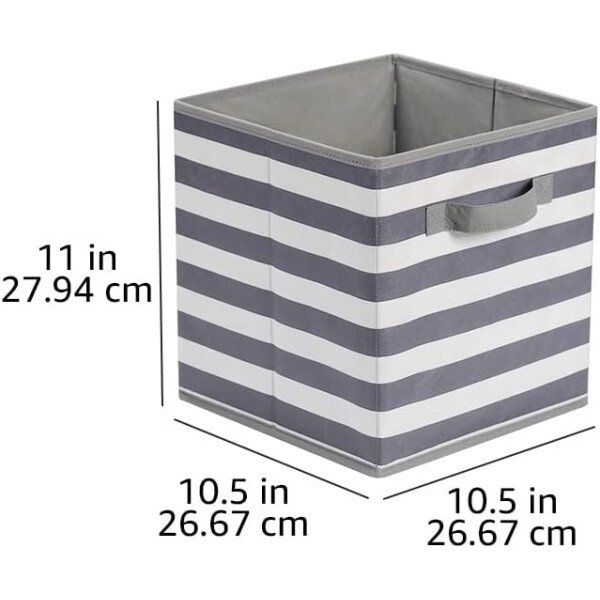 Amazon Basics - Cestos plegables de tela para almacenar, organizadores con asas, 10.5 x 10.5 x 11 pulgadas, color gris, paquete de 6 - Image 10